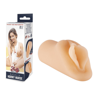 Confezione del masturbatore tascabile Zesty Natalia con sleeve soft touch color carne e apertura sagomata, mostrato accanto al prodotto.