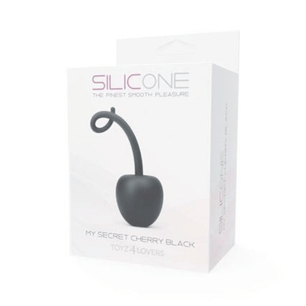 Confezione del prodotto My Secret Cherry Black in silicone nero su sfondo chiaro.