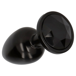 Plug anale dal design elegante con base effetto cristallo nero, realizzato in materiale morbido e sicuro per un comfort ottimale e una presa stabile