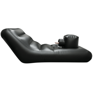 Vista laterale della lounge gonfiabile Dark Magic con schienale inclinato e modulo centrale.