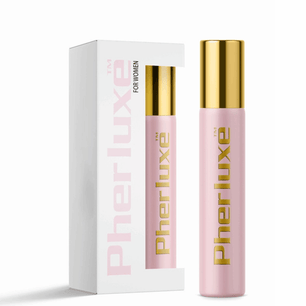 Flacone rosa del profumo Pherluxe for Women accanto alla confezione originale
