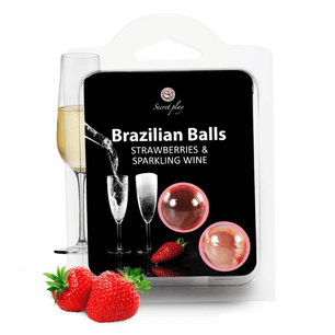 Sfere aromatiche Brazilian Balls gusto fragola e vino frizzante con packaging elegante