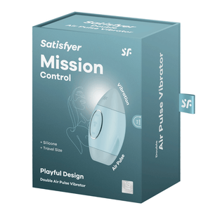 Confezione dello stimolatore Satisfyer Mission Control 2 in 1 con funzione air pulse e vibrazione.