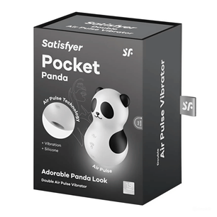 Confezione dello stimolatore Satisfyer Pocket Panda con funzione air pulse e vibrazione