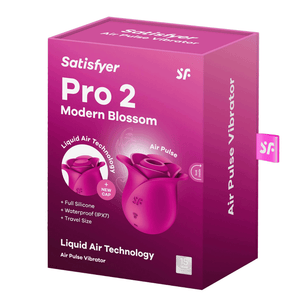 Confezione dello stimolatore Satisfyer Pro 2 Modern Blossom con design a rosa e tecnologia air pulse