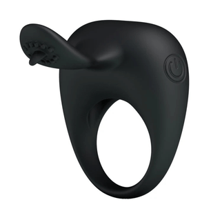 Anello vibrante in silicone con stimolatore a lingua e pulsante di accensione laterale