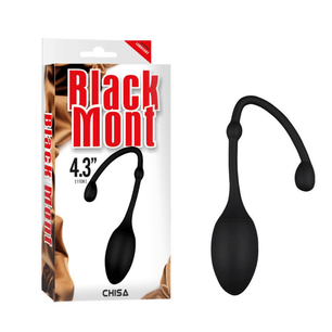 Black Mont CHISA da 4,3 pollici con confezione e prodotto in silicone nero su sfondo chiaro