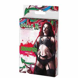 Confezione frontale DollsX Jennifer love doll 2 fori, bambola gonfiabile realistica per adulti