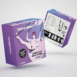 Door sex swing deluxe packaging box showing product and usage illustrations
