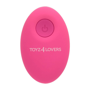 Telecomando rosa del prodotto Elys Ripple Egg Remote Control Pink con pulsante di accensione frontale.