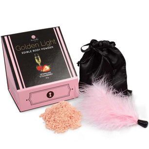 SECRETPLAY - Kit Luce Dorata Polvere e Piuma Alimentare Frizzante Alla Fragola