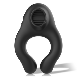 BLACK&SILVER - Anello Vibratore in Silicone 3 Motori Ricaricabile Nero