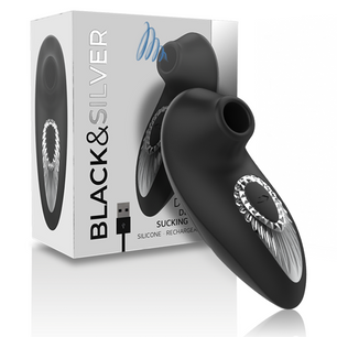 BLACK&SILVER - Drake Deluxe Sucking Vibe Ricaricabile in Silicone Nero