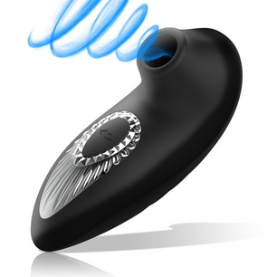 BLACK&SILVER - Drake Deluxe Sucking Vibe Ricaricabile in Silicone Nero