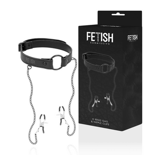FETISH SUBMISSIVE - Anello Gag con Morsetti per Capezzoli