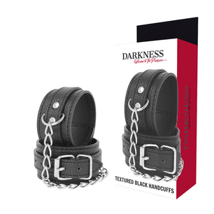 DARKNESS - Manette in Pelle Strutturata Nera