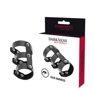 DARKNESS - Anello Doppio per Pene e Testicoli in Pelle Regolabile