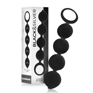 BLACK&SILVER - Rosario Anale Lennon 4 Sfere in Silicone 15 Cm