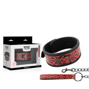BEGME - Collare in Pelle Vegana Premium Red Edition con Fodera in Neoprene