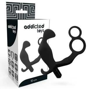 ADDICTED TOYS - Plug Anale con Doppio Anello per Pene e Testicoli Neri