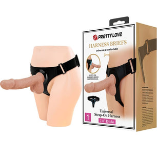 PRETTY LOVE - Imbragatura Slip Universale con Dildo Jerry 21.8 Cm Naturale