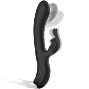 BLACK&SILVER - Stimolatore Coniglio in Silicone Ricaricabile Jamie Nero