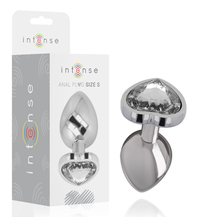 INTENSE - Plug Anale in Metallo Alluminio con Cuore Bianco Taglia S