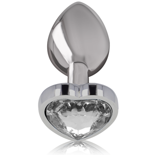 INTENSE - Plug Anale in Metallo Alluminio Cuore Bianco Taglia M
