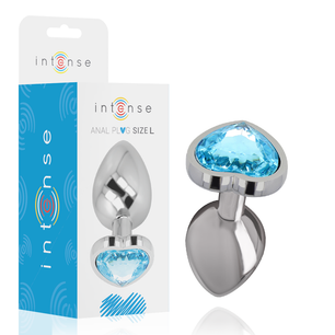 INTENSE - Plug Anale in Metallo Alluminio Cuore Blu Taglia L