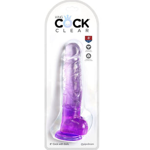 KING COCK - Clear Pene Realistico con Sfere 16.5 Cm Viola