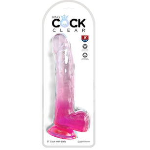 KING COCK - Clear Dildo con Testicoli 20.3 Cm Rosa