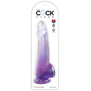 KING COCK - Clear Dildo con Testicoli 19 Cm Viola