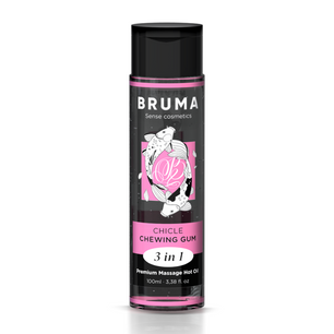 BRUMA - Olio da Massaggio Premium Effetto Calore Sapore Gomma 3 in 1 - 100 Ml