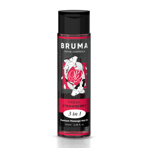 BRUMA - Olio da Massaggio Premium Effetto Calore Sapore Fragola 3 in 1 - 100 Ml
