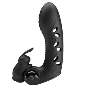 PRETTY LOVE - Copertura per Dita Vibratore Coniglio Nero Vance