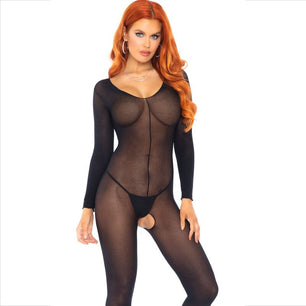 LEG AVENUE - Bodystocking Manica Lunga Nero
