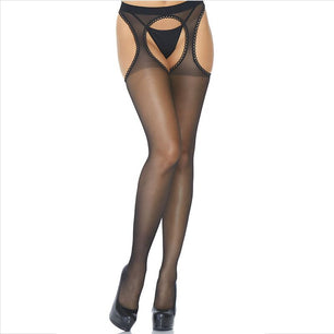 LEG AVENUE - Calze Reggettiere Trasparenti