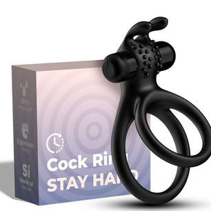 ARMONY - Anello Vibratore Doppio Traveller per Coppia Rabbit Black