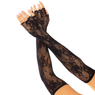 LEG AVENUE - Guanti Senza Dita in Rete Floreale