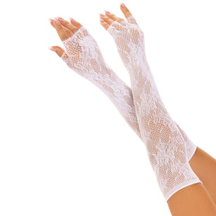 LEG AVENUE - Guanti Senza Dita in Rete Floreale