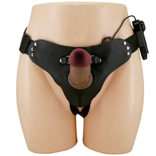 PRETTY LOVE - Marion Harness Slip Universale con Dildo Vibrante 19 Cm Marrone
