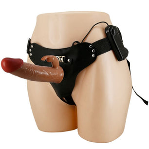 PRETTY LOVE - Marion Harness Slip Universale con Dildo Vibrante 19 Cm Marrone