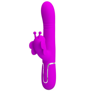 PRETTY LOVE - Vibratore Multifunzione Rabbit 4 in 1 Farfalla Fucsia