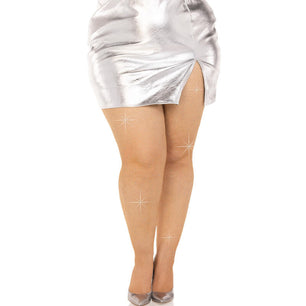 LEG AVENUE - Calze a Rete Cristallizzata Caramel Taglia Forte
