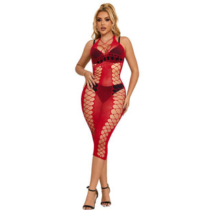 SUBBLIME - 952327 Vestito Lungo a Rete Rosso Taglia Unica