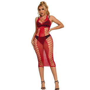 SUBBLIME - 952327 Vestito Lungo a Rete Rosso Taglia Unica