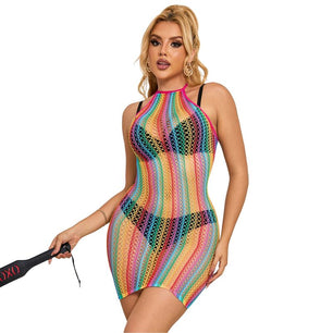 SUBBLIME - 952341 Vestito a Rete Arcobaleno Taglia Unica