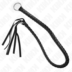 KINK - Frusta Serpente con Anello Mano Nera 65 Cm