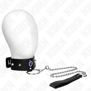 KINK - Collana 65 Cm con Cinturino con Diamanti Blu Regolabile 36-43 Cm X 5 Cm