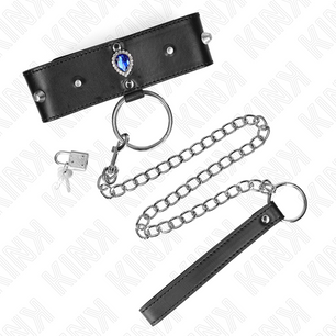 KINK - Collana 65 Cm con Cinturino con Diamanti Blu Regolabile 36-43 Cm X 5 Cm